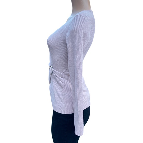 INC International Concepts Women's Pink Metallic-Knit Faux-Wrap Sweater L - Picture 8 of 8